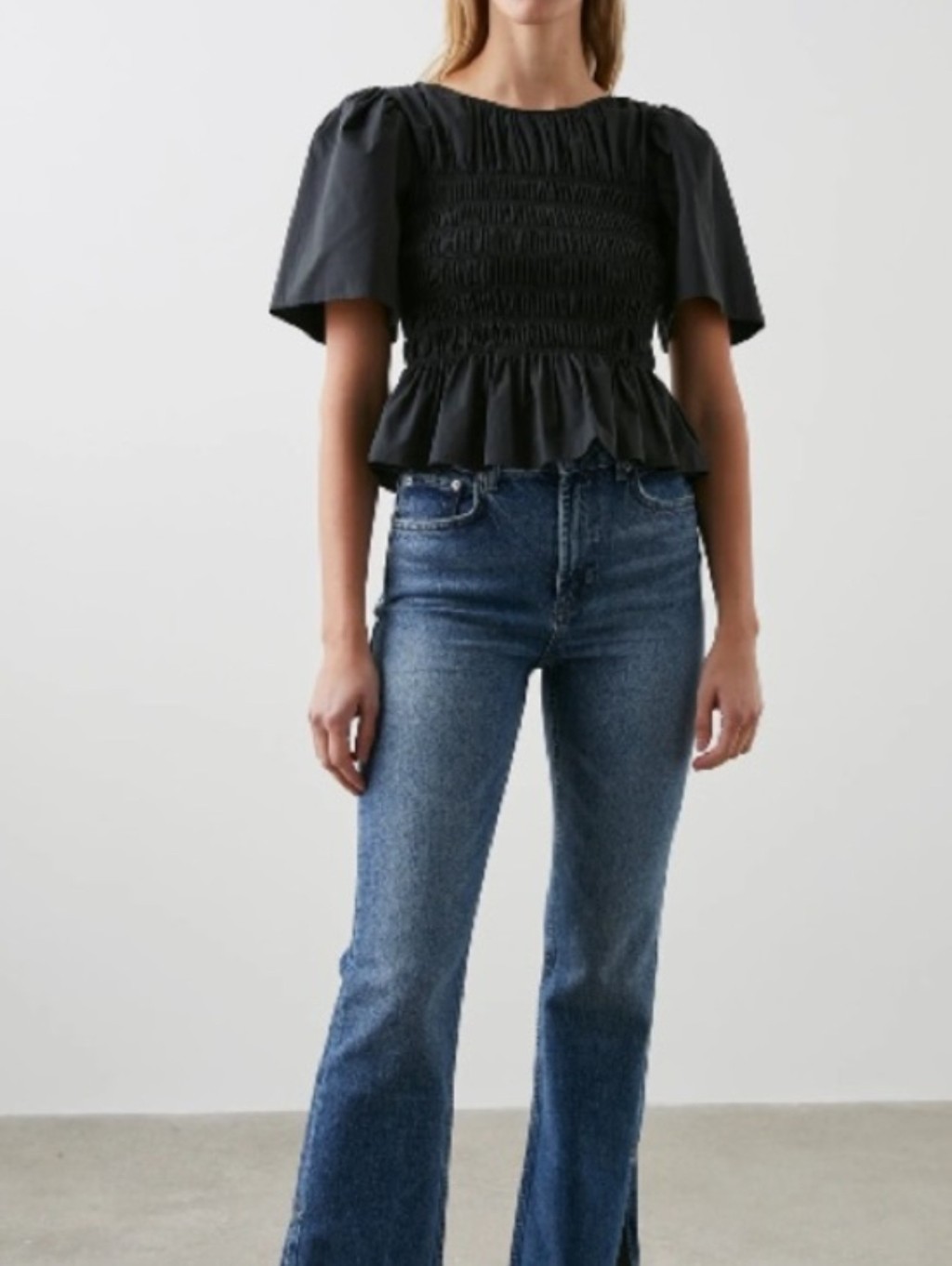 Rails Rosie Smocked Peplum Blouse Black Size Medium